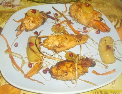 Rulouri de pui cu banane