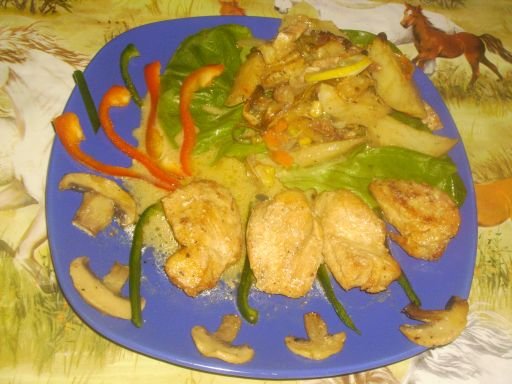 Piept de pui cu ciuperci si sos de smantana