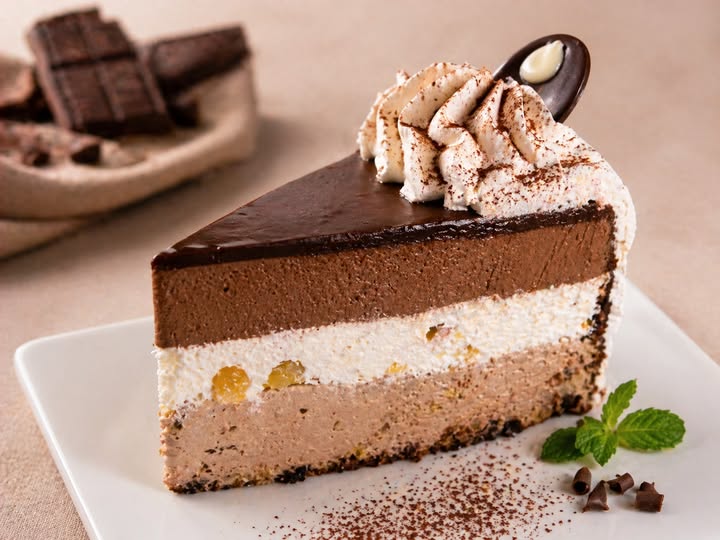 Tort cu 3 feluri de crema.