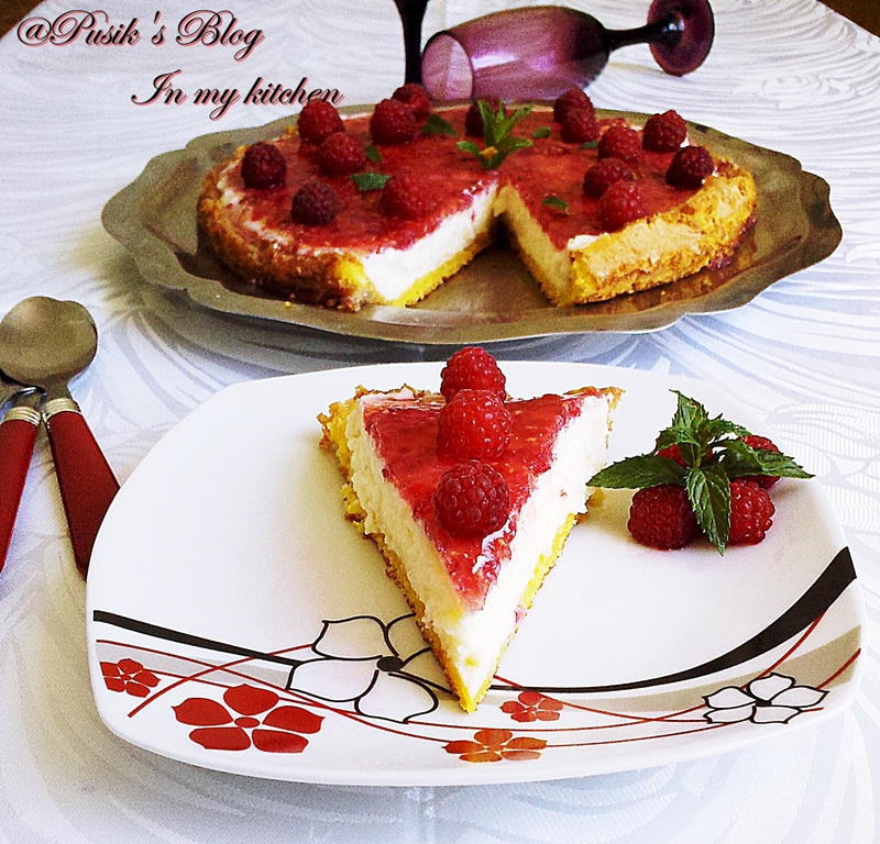 Tarta cu branza si zmeura