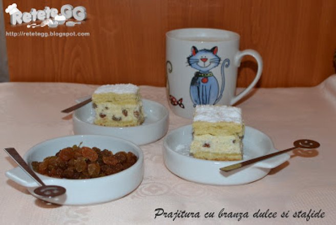 Prajitura cu branza dulce si stafide