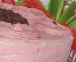 Tort cu crema de mascarpone, jeleu de zmeura si crema de unt cu zmeura-19