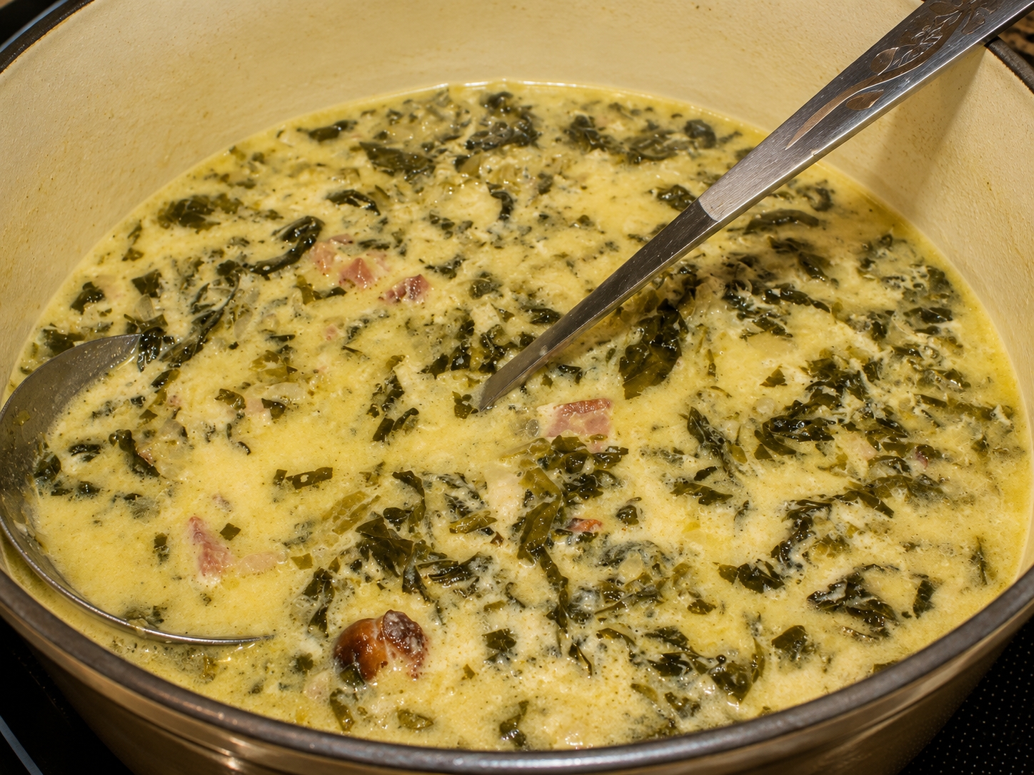 Ciorba de salata cu slanina afumata