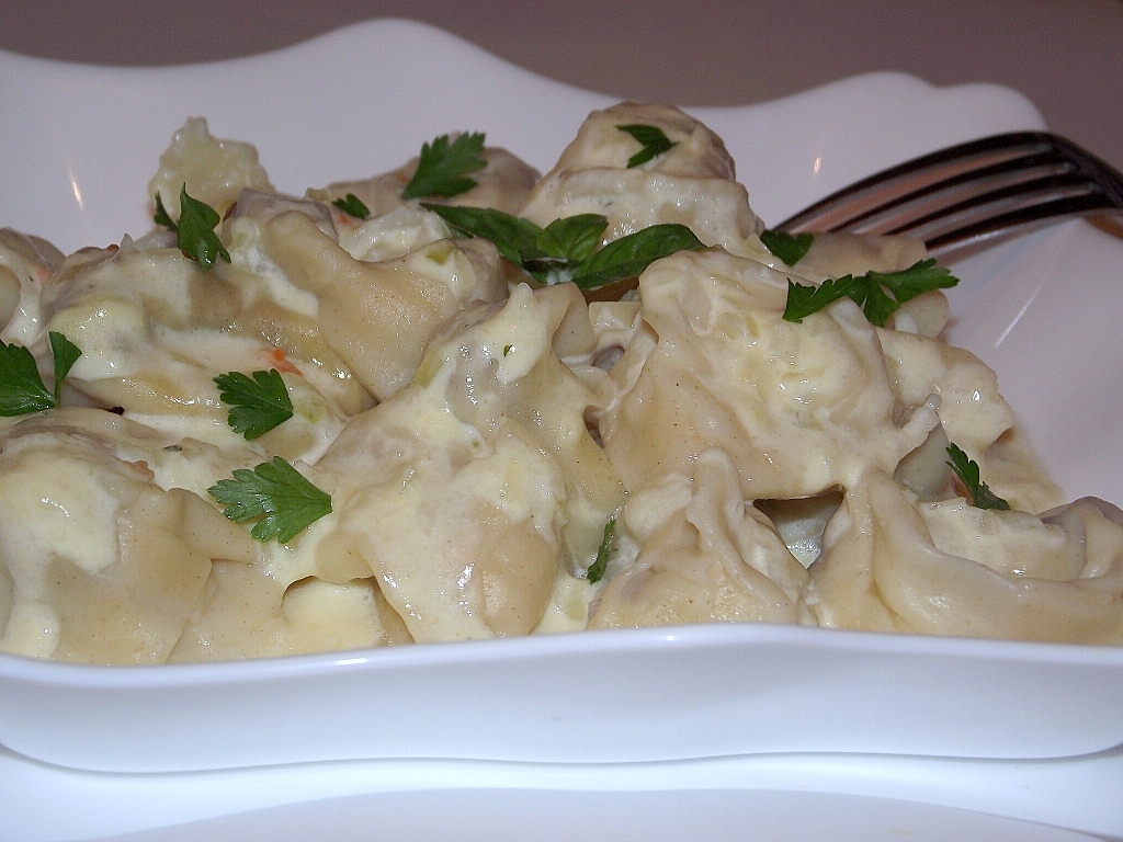 Tortellini ( bicolori ) de casa, cu ciuperci si cascaval