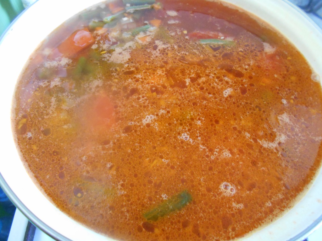 Ciorba de fasole verde, cu rosii
