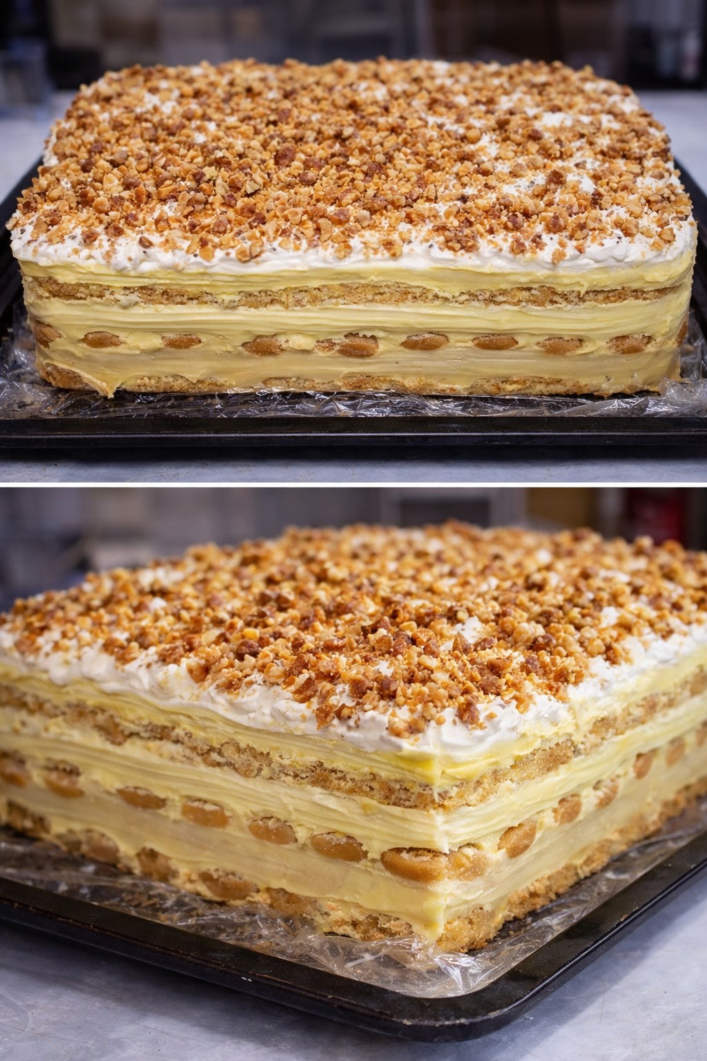 Desert prajitura cu piscoturi si doua creme