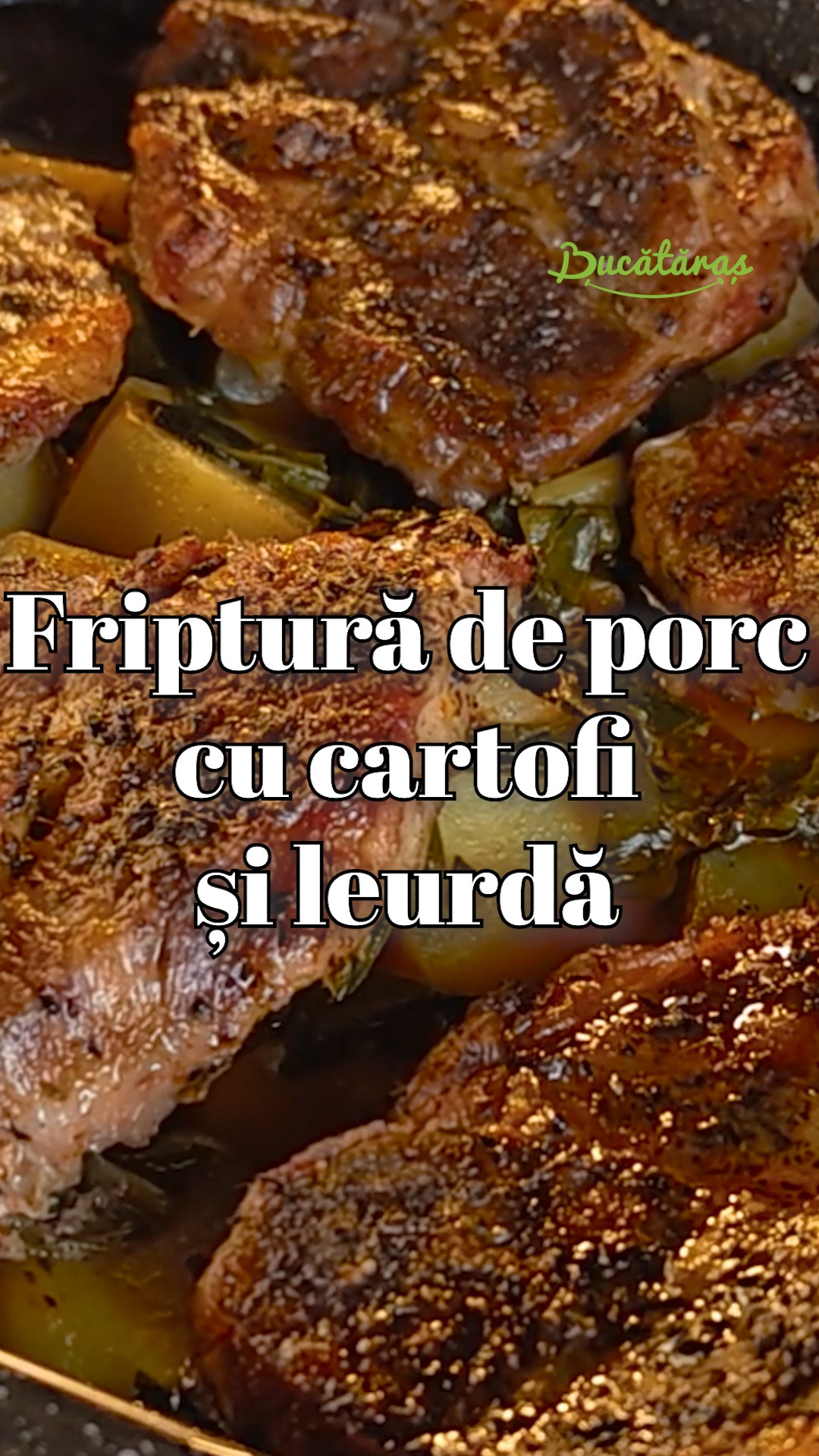 Friptură de porc cu cartofi și leurdă la cuptor – rețetă simplă și aromată